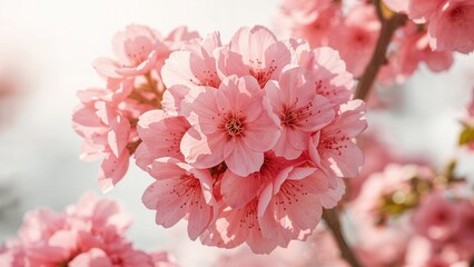 Close-up of various blooming flowers in summer with a radiant light background perfect for calendars