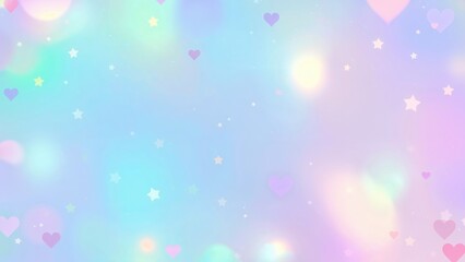 Colorful dreamscape backdrop with holographic pastel hues and adorable cartoon elements