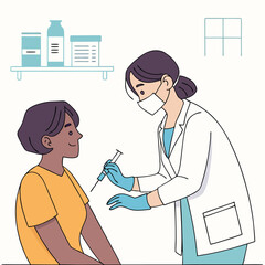 Person getting vaccinated by healthcare worker generated by ai