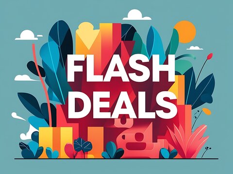 Colorful graphic design promoting flash deals.