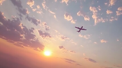 Obraz premium Airplane Sunset Flight Scenic View Cloudscape