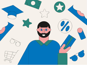 vector illustration of a set of funny cartoon characters