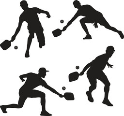 Vector Silhouette of Men Playing Pickleball in Action

