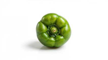 Fresh green peppers on a plain white backdrop