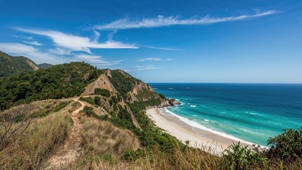 Trekking through mountainous trails in South America