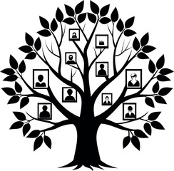 natural leafless family tree mixed frame layout silhouette design