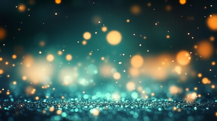 Fototapeta premium Stunning Abstract Blue and Gold Bokeh Background with Soft, Blurred Light for Elegant Night Scenes