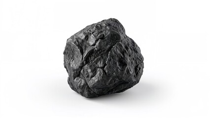 Obraz premium Black Coal Piece on a White Background with Icons