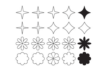 Collection of thirty simple line art shapes for design