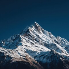 Snowy Mountain Peak Under Clear Sky