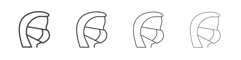 Person in mask icon vector collection, illustration logo template in trendy thin line editable strokes style.