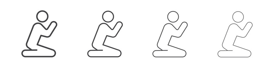 Person Praying icon vector collection, illustration logo template in trendy thin line editable strokes style.