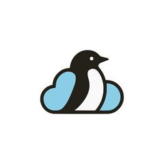 penguin cloud server data company logo vector illustration template design