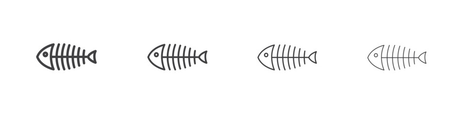 Fish bones icon vector collection, illustration logo template in trendy thin line editable strokes style.