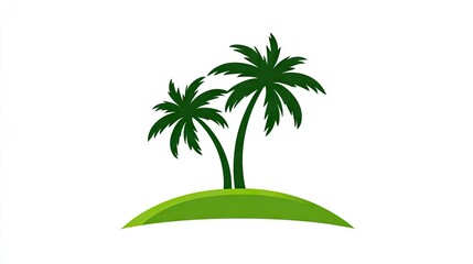 Two palm trees on a small island.