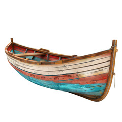 Colorful weathered wooden rowboat