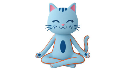 Isolated Cartoon Cat in Yoga Pose