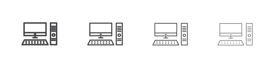 Computer icon vector collection, illustration logo template in trendy thin line editable strokes style.