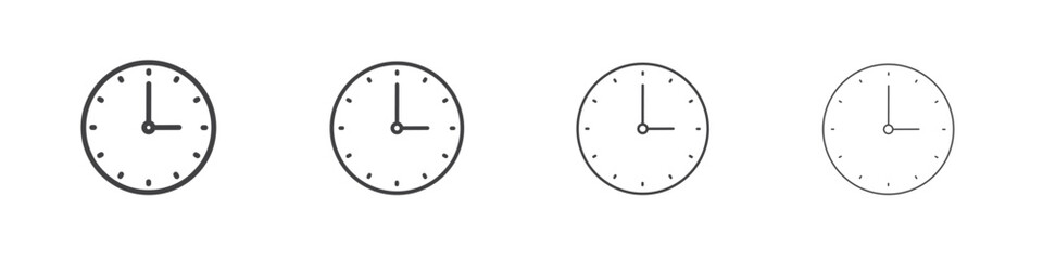 Clock face icon vector collection, illustration logo template in trendy thin line editable strokes style.