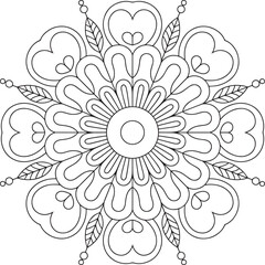 Traditional Circular Mandala Vector Design &ndash; Symmetrical Floral Ornament for Print and Design Projects