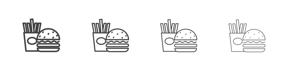 Burger Fries icon vector collection, illustration logo template in trendy thin line editable strokes style.