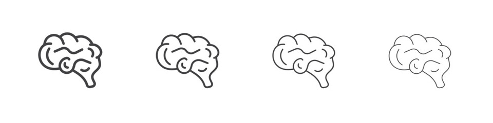 Brain icon vector collection, illustration logo template in trendy thin line editable strokes style.