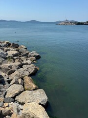Marmara Sea with Birds and Boulders, Bostancı, Istanbul, Turkey