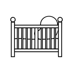 Crib A simple, clean illustration of a crib, symbolizing new beginnings, comfort, and the tender moments of early childhood. 