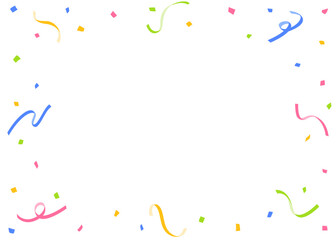 紙吹雪とテープのデコレーションフレーム、背景素材