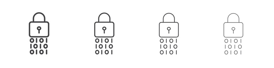 Binary Lock icon vector collection, illustration logo template in trendy thin line editable strokes style.