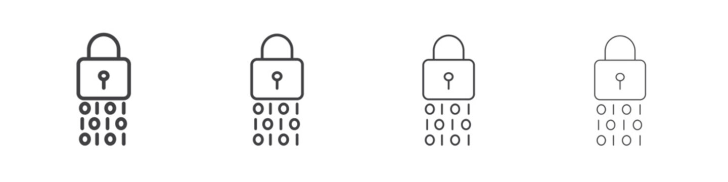 Binary Lock icon vector collection, illustration logo template in trendy thin line editable strokes style.