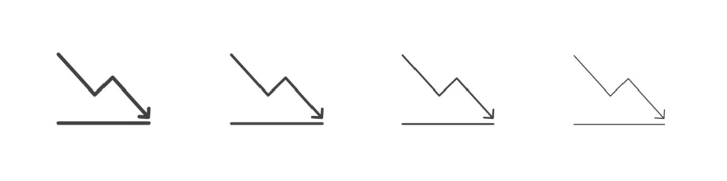 Arrow trend-down icon vector collection, illustration logo template in trendy thin line editable strokes style.