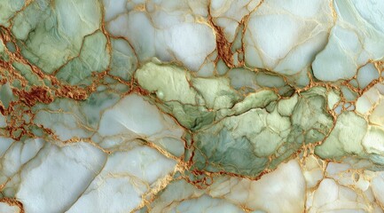 Abstract marble pattern, displaying veins of gold, green, and white