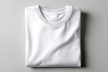 Folded White TShirt on a Plain Background, Apparel Product Mockup