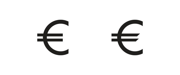 Euro sign vector. Euro currency sign in fill color and line art.