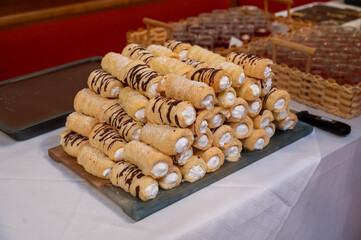 traditional austrian dessert - sweet Schaumolle with cream filling