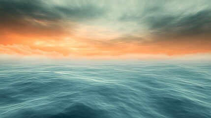 Obraz premium Serene Ocean Sunset, Calm Water and Dramatic Sky