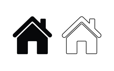 Simple house icons black and white for web design