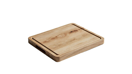 Wooden Chopping Board, Wooden Square Cutting Board Isolated on Transparent Background, Smooth Grain Texture, Bamboo Kitchen Platter for Serving, Cutting, Food Styling, Rustic Mockup Display