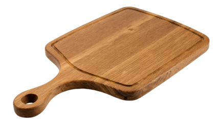 Wooden Chopping Board, Wooden Square Cutting Board Isolated on Transparent Background, Handcrafted Acacia Kitchen Tool, Durable Food Prep Surface, Rustic Style, Minimalist Cooking Utensil