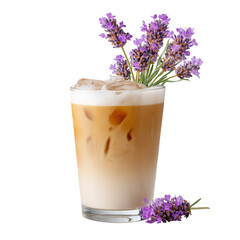 Iced lavender latte in a glass