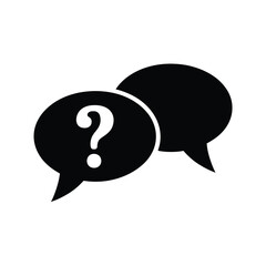 Two speech bubbles with a question mark inside one