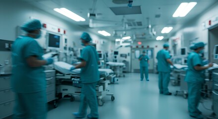 Medical Professionals In A Modern Surgical Suite, Blurred Background