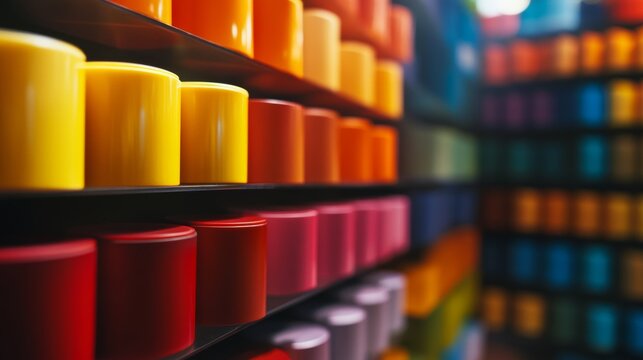 Colorful stacked cylindrical candles in soft depth perspective for relaxation aromatherapy and decor visuals