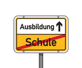 yellow traffic sign with german words training and school isolated vector illustration