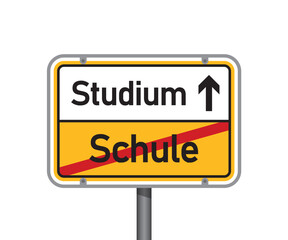 yellow traffic sign with german words studies and school isolated vector illustration