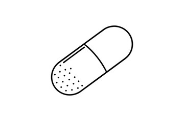 capsule icon split open dots falling medicine