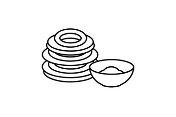 deep fried onion ring stack line icon