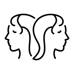 A line style icon showing gemini twins