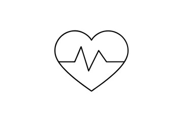 heartbeat line heart shape medical outline icon